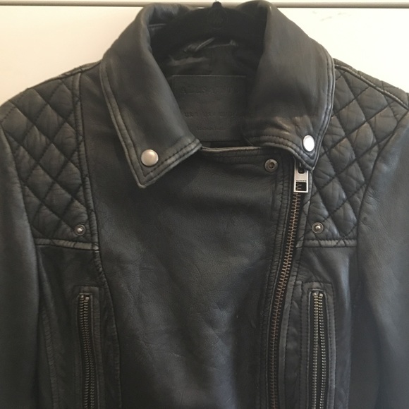 All Saints Cargo Leather Biker Jacket - Picture 6 of 8